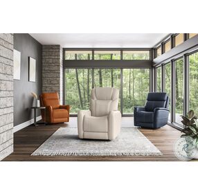 View Orange Leather Swivel Power Recliner With Power Headrest And Lumbar