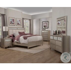 Silver Dreams Silver Upholstered Queen Panel Bed