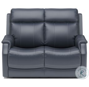Easton Gray Leather Power Reclining Loveseat With Power Headrest And Lumbar