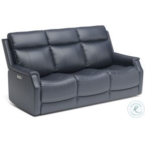 Easton Gray Leather Power Reclining Living Room Set With Power Headrest And Lumbar