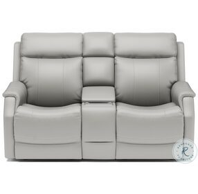 Easton Beige Leather Power Reclining Console Loveseat With Power Headrest And Lumbar