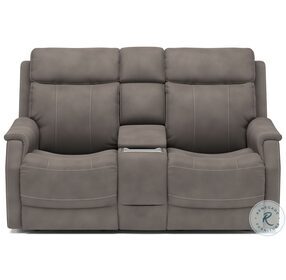 Easton Light Brown Power Reclining Console Loveseat With Power Headrest And Lumbar