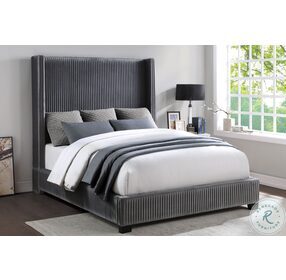 Glenbury Dark Gray Velvet Full Upholstered Panel Bed In A Box