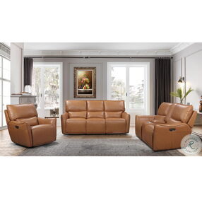 Portland Leather Dual Power Reclining Console Loveseat