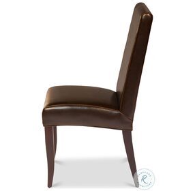 Milano Brown Leather Side Chair Set Of 2