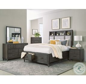 Wittenberry Gray California King Platform Bed With Footboard Drawer And LED