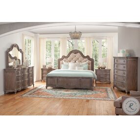 Genoa Brosse Taupe Tufted Queen Upholstered Panel Bed