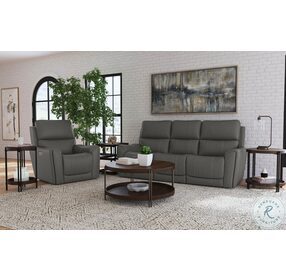 Carter Gray Power Reclining Console Sofa With Power Headrest And Lumbar