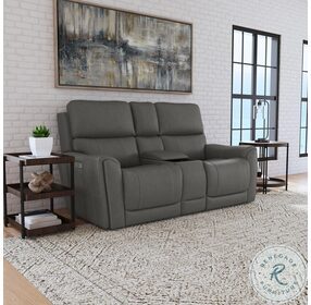 Carter Gray Power Reclining Console Loveseat With Power Headrest And Lumbar