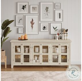 Rustic Shores Distressed Off White 70" Accent Cabinet