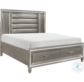 Tamsin Silver Gray Metallic Storage Platform Bedroom Set