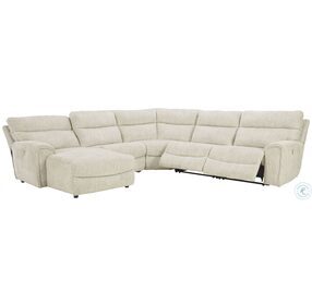 Critics Corner Parchment Press Back LAF Power Reclining Chaise Sectional