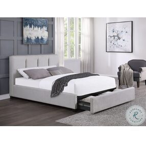 Aitana Gray Queen Upholstered Platform Bed With Storage Drawer