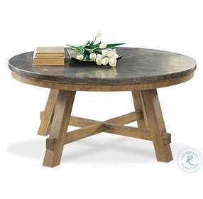 Weatherford Bluestone and Reclaimed Natural Pine Round Occasional Table Set