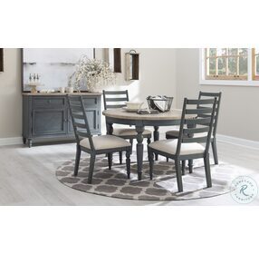 Easton Hills Distressed Denim And Stone Washed Round Dining Table