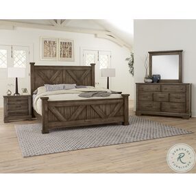 Cool Rustic Mink Queen Poster Bed With X Footboard