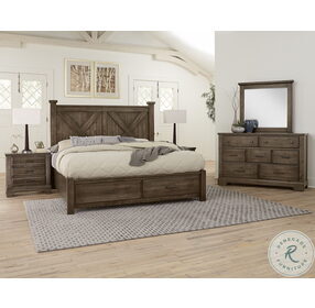 Cool Rustic Mink King Poster Bed With Footboard Storage