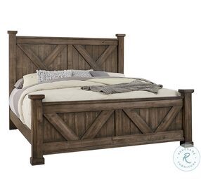 Cool Rustic Mink Poster Bedroom Set With X Footboard