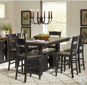 Madison County Vintage Black Ladder Back Counter Height Stool Set of 2