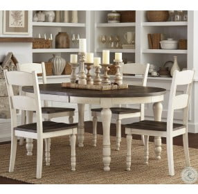 Madison County Vintage White Round to Oval Extendable Dining Table