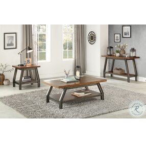 Holverson Rustic Brown And Gunmetal Cocktail Table