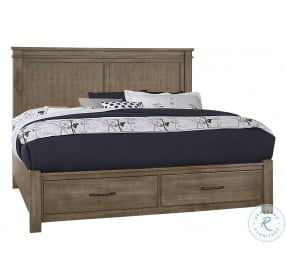 Cool Rustic Stone Grey Mansion Bedroom Set With Footboard Storage