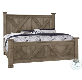 Cool Rustic Stone Grey Poster Bedroom Set With X Footboard