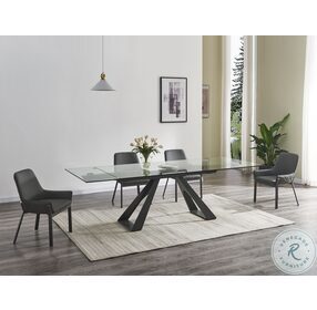 San Diego Gray Glass Top Extendable Dining Table