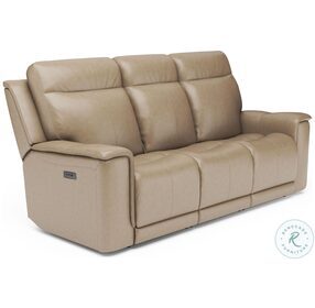 Miller Beige Leather Power Reclining Living Room Set With Power Headrest And Lumbar