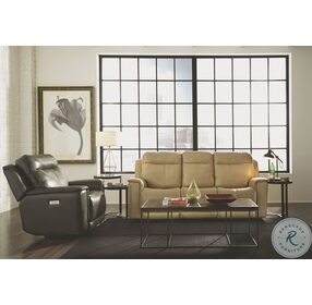 Miller Beige Leather Power Reclining Sofa With Power Headrest And Lumbar