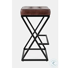 Global Archive Dark Sienna Leather Counter Height Stool