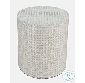 Global Archive Basketweave Handcrafted Capiz Shell Small Accent Table