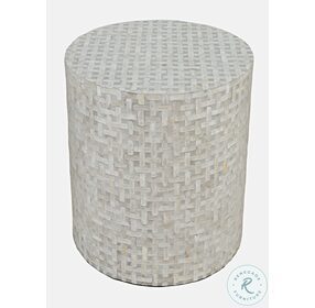 Global Archive Basketweave Handcrafted Capiz Shell Large Accent Table