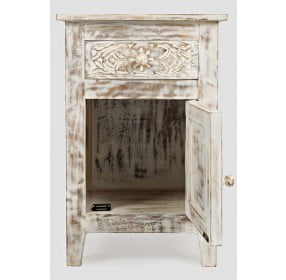 Global Archive White Hand Carved Accent Table