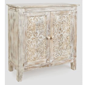 Global Archive Distressed White Accent Cabinet
