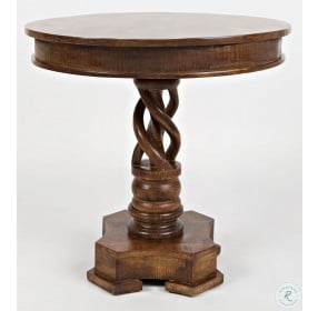 Global Archive Brown Hand Carved Pedestal Dining Table