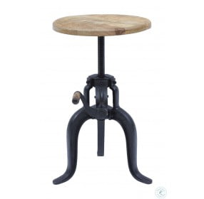 Global Archive Natural And Black Adjustable Industrial Crank Pub Table