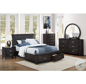 Lyric Brownish Grey And Black California King Upholstered Storage Sleigh Bed
