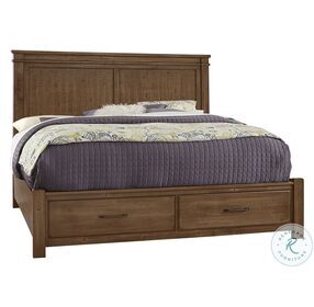 Cool Rustic Amber Mansion Bedroom Set With Footboard Storage