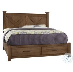 Cool Rustic Amber Poster Bedroom Set With Footboard Storage
