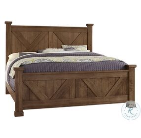 Cool Rustic Amber Poster Bedroom Set With X Footboard