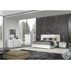 Infinity White Bianco Lucido King Panel Bed