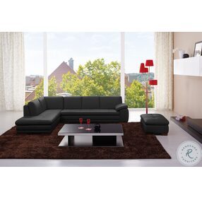 625 Black Italian Leather LAF Sectional