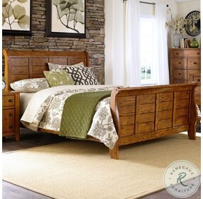 Grandpas Cabin Aged Oak Sleigh Bedroom Set