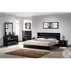 Lucca Black Lacquer Queen Platform Bed