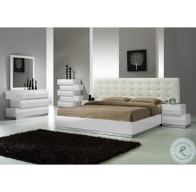 Milan White Lacquer King Platform Bed