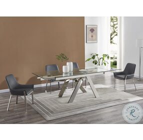 Premier Chrome Glass Top Extendable Dining Table