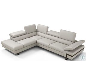 I867 Light Grey Italian Leather LAF Chaise Sectional