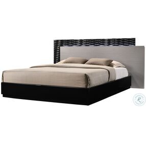 Roma Black and Grey Lacquer Platform Bedroom Set