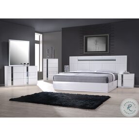 Palermo White Lacquer Queen Platform Bed
